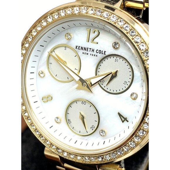 Kenneth Cole Women's Watch KC50735008 Quartz Mother of Pearl White Dial Gold - Picture 1 of 13
